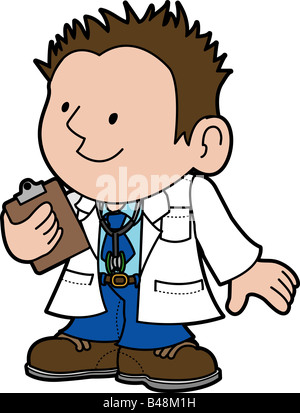 Illustration of male doctor holding clipboard Stock Photo