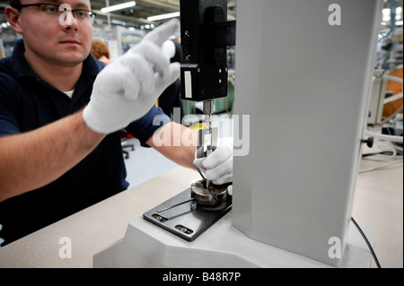 Parker Pen factory in Newhaven, Sussex, UK. the assembly line of the famous pen brand as it celebrated 120 years in 2008. Stock Photo