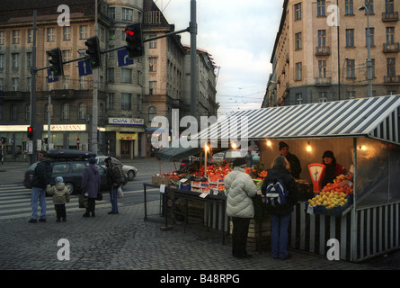 Square in front of the central station in Wroclaw, Poland Stock Photo