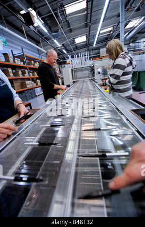 Parker Pen factory in Newhaven, Sussex, UK. the assembly line of the famous pen brand as it celebrated 120 years in 2008. Stock Photo