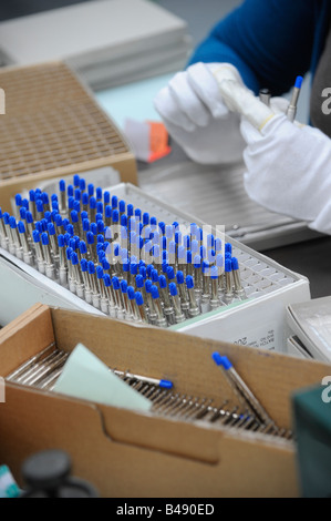 Parker Pen factory in Newhaven, Sussex, UK. the assembly line of the famous pen brand as it celebrated 120 years in 2008. Stock Photo