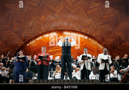 Boston Landmarks Orchestra performs Verdi's Requiem at the Hatch Shell in Boston Massachusetts Stock Photo