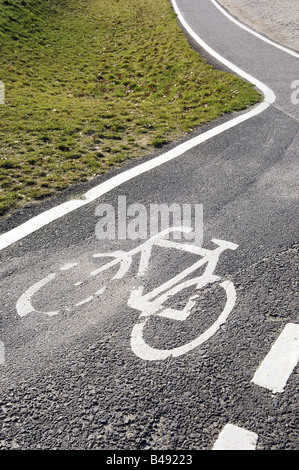 Bicycle path sign marked on asphalt, Berlin, Germany Stock Photo