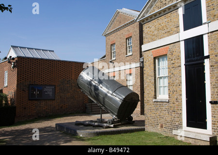 plaque remains of william herschels telescope Royal Observatory Greenwich London England uk gb Stock Photo