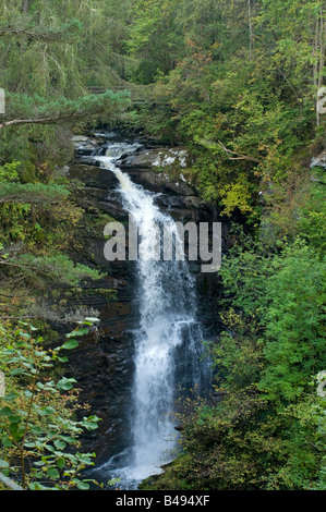 The Top Falls Water Fall at Moness on the Birks of Aberfeldy Perthshire Scotland Stock Photo