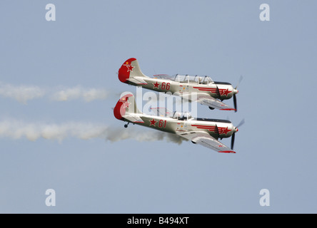 Yakovlev Super Yak 52 and Yak 50 Shuttleworth Collection Old Warden Bedfordshire Stock Photo