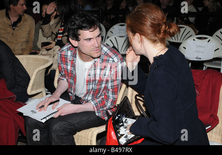 Actors Billy Crudup and Julianne Moore judging a film contest in Manhattan, Sept. 26, 2008. Stock Photo