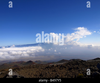 Mauna Loa visible from Mauna Kea Volcano Stock Photo
