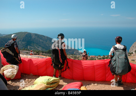 Paragliding in Oludeniz Fethiye Turkey Stock Photo