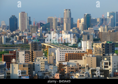 View from Shin Osaka over the Yodogawa River and Downtown, Osaka JP Stock Photo