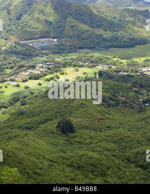 view from Olomana Ridge, Hawaii, Oahu Stock Photo