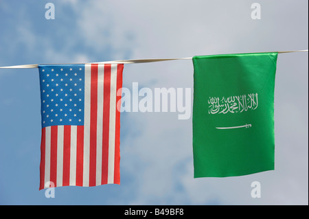 flags usa saudi arabia united states of america sky stars and stripes editorial nations Stock Photo