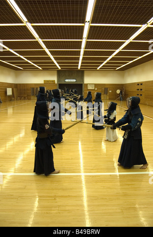 Japanese kids practicing Kendo in Japan Stock Photo