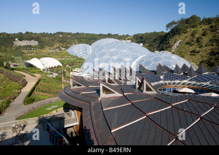 PV panels on roof of the Core Eden Project Bodelva St Austell Cornwall UK Stock Photo