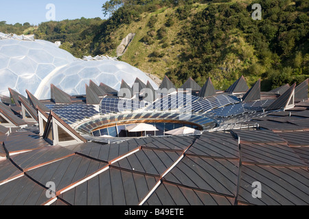 PV panels on roof of the Core Eden Project Bodelva St Austell Cornwall UK Stock Photo