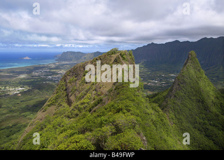 view of Olomana Ridge, Hawaii, Oahu Stock Photo