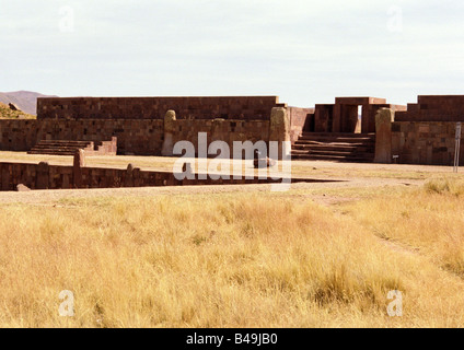 Doorway to Kalasasaya Subterranean Temple, Tiwanaku, Bolivia Stock Photo