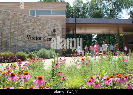 Purple Coneflower growing at The Morton Arboretum Visitor Center entrance, Lisle, Illinois Stock Photo