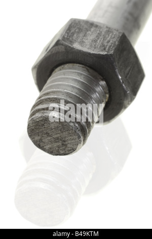 Close up of bolt and nut on white background Stock Photo