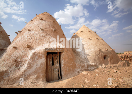 Traditional beehive houses in Sarouj village, Hama, Syria Stock Photo