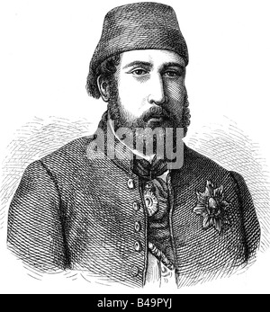 Ismail Pasha, 1830 - 2.3.1895, Khedive of Egypt 2.6.1866 - 26.6.1879, half length, engraving, , Stock Photo