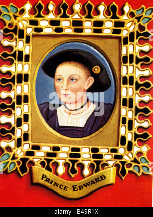 Edward VI, 12.10.1537 - 6.7.1553, King of England 25.1.1547 - 6.7.1553, children portrait, print after miniature by Hans Holbein the Younger, 1543, Stock Photo