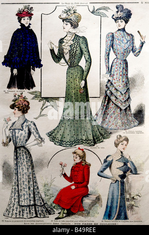 1890s French Ladies Fashion from La Mode du Petit Journal 1899 FOR EDITORIAL USE ONLY Stock Photo