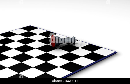 3D render of a fallen chess piece Stock Photo