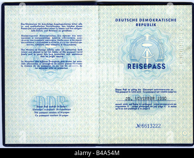 geography/travel, Germany, German Democratic Republic, documents, passport, 1990, Stock Photo