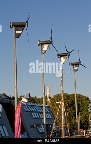 Proven wind turbines alongside harbour Penryn near Falmouth Cornwall UK Stock Photo