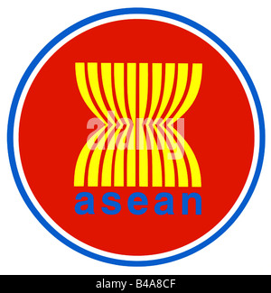 heraldry, emblems, ASEAN, (Association of Southeast Asian Nations), emblem, international organization, formed: 8.8.1967, members: Brunei, Cambodia, Indonesia, Laos, Malaysia, Myanmar, Philippines, Singapore, Thailand, Vietnam, Additional-Rights-Clearance-Info-Not-Available Stock Photo