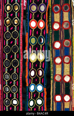Indian craft material with mirrors on market stall Stock Photo - Alamy