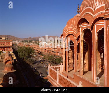 India, Rajasthan, Jaipur, Hawa Mahal Wind Palace Stock Photo