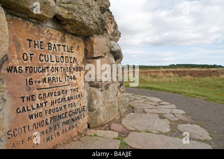 The Memorial Cairn on the site of the 1745 Culloden battlefield where 1300 men died in the space of 1 hours carnage. Stock Photo