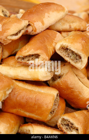 Traditional Polish food Paszteciki savory pastries filled with chopped cabbage and mushroom Stock Photo