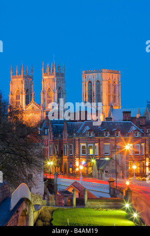 York Minster York Yorkshire England at twilight seen from the City Walls Stock Photo