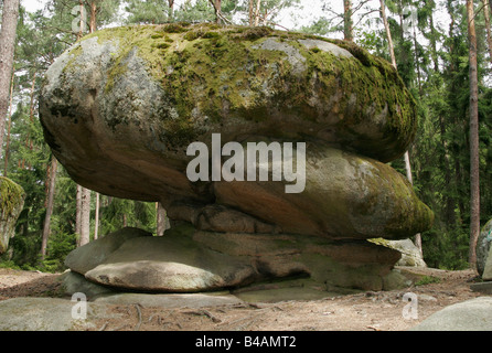 geography / travel, Austria, Waldviertel, landscapes, Blockheide, mushroom stone, Additional-Rights-Clearance-Info-Not-Available Stock Photo