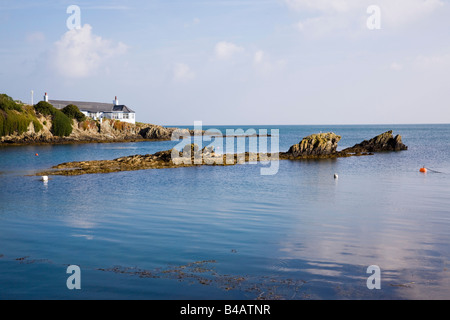 Small bay on rocky coastline in AONB. Bull Bay (Porth Llechog) Anglesey North Wales UK Britain. Stock Photo