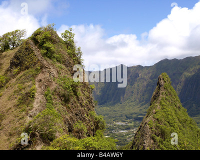 view of Olomana Ridge, Hawaii, Oahu Stock Photo