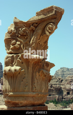 Part of the ancient column, Petra, Jordan Stock Photo
