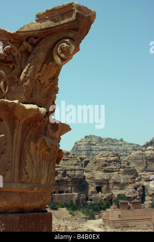 Part of the ancient column, Petra, Jordan Stock Photo