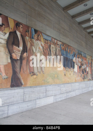 GDR socialist mural by Max Lingner in Berlin Germany Stock Photo