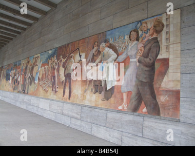 GDR socialist mural by Max Lingner in Berlin Germany Stock Photo