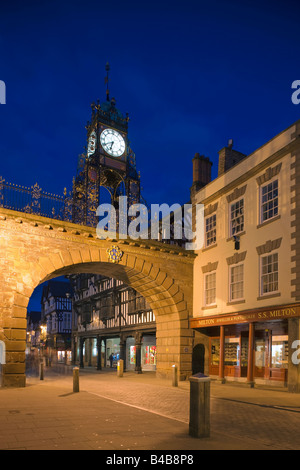 Eastgate Clock Chester Cheshire England at twilight Stock Photo