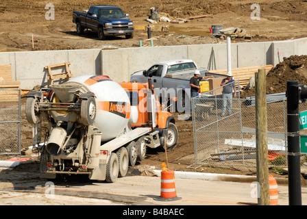 Construction workers building new baseball stadium at Huntington park in Columbus Ohio Stock Photo