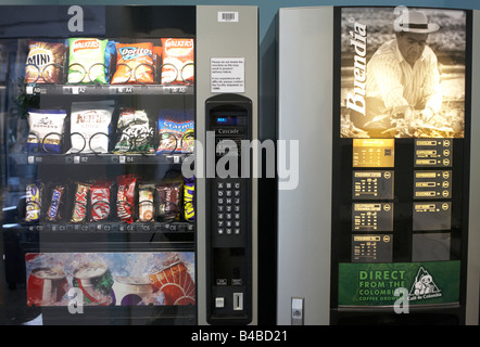 Subsidized snacks vending machine in offices of an auditing company's London headquarters at More London Stock Photo