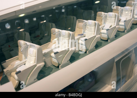 Scaled seating of an A380 airliner is displayed at the Airbus/EADS stand during the Paris Air Show exhibition at Le Bourget Stock Photo