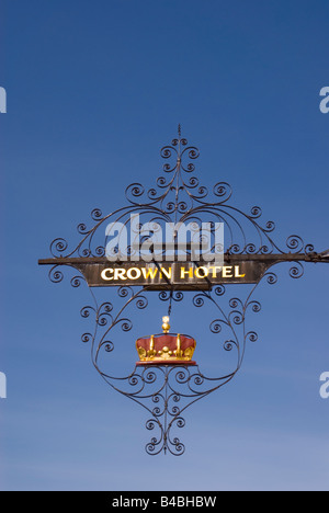 The Crown Hotel Sign outside the building in Southwold,Suffolk,Uk Stock Photo