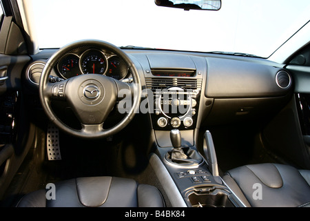 Car, Mazda RX 8, roadster, model year 2002-, red, coupe/Coupe, FGHDS, interior view, Interior view, Cockpit, technique/accessory Stock Photo