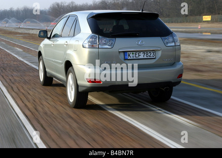 Car, Lexus RX 300 Luxury, cross country vehicle, model year 2003-, FGAH, driving, diagonal from the back, rear view, Test track Stock Photo